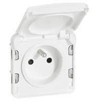 Artic prise 2 pôles + T 16A 250V Blanc antibactérien vue 1