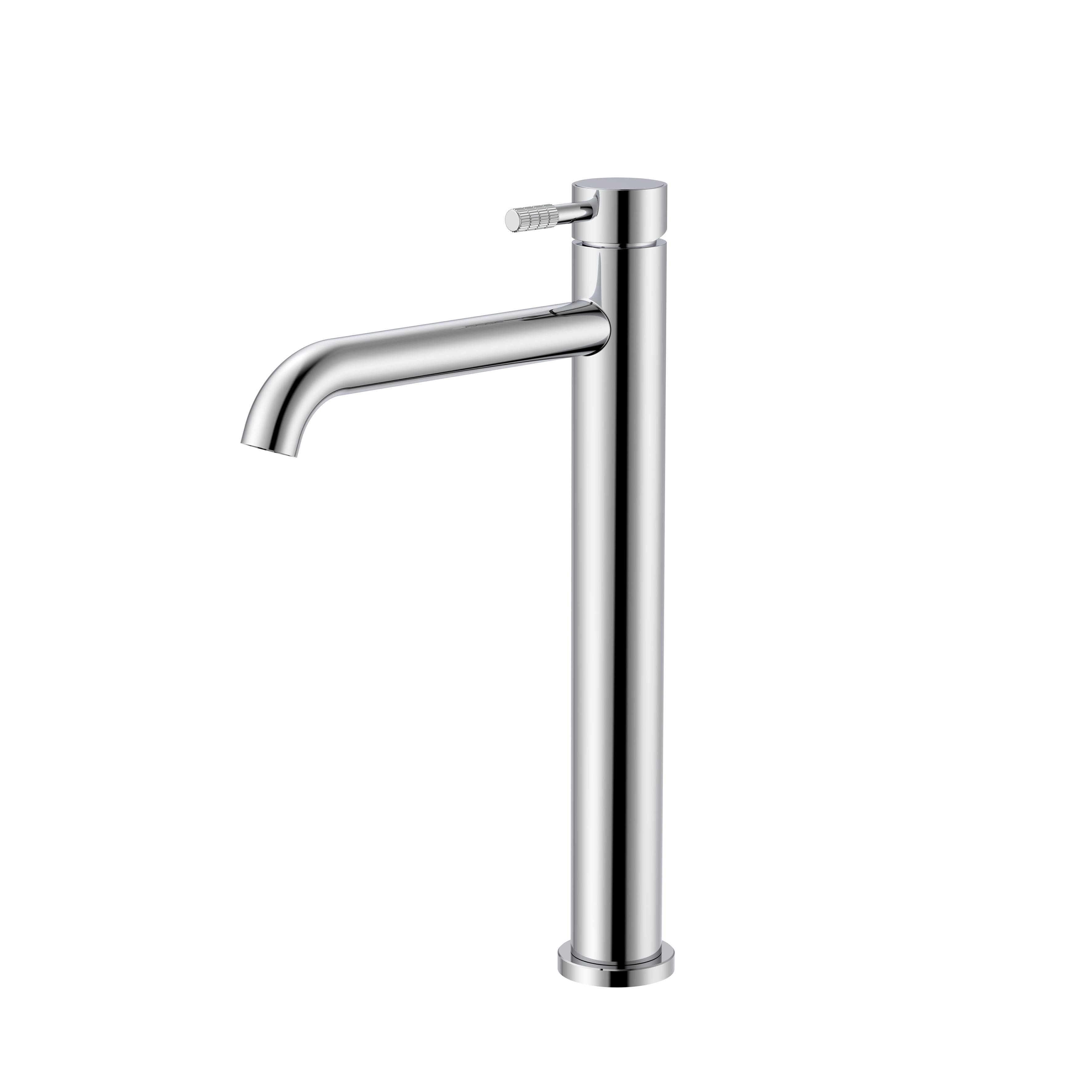STRIA MITIGEUR LAVABO HAUT – DÉMARRAGE À FROID – POIGNÉE AVEC STRUCTURE STRIÉE RAFFINÉE – SANS BONDE – CHROME vue 1