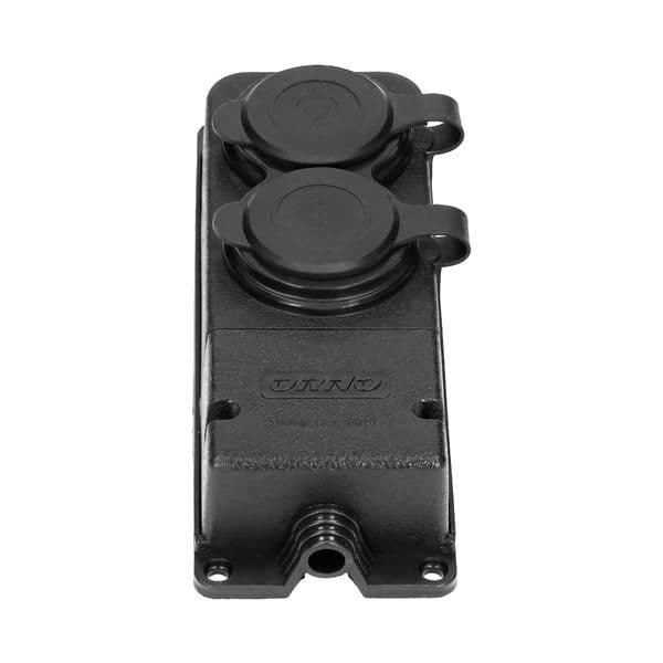 Prolongateur multiprise robuste, caoutchouc IP44, 2 prises, boîtier ignifugé, profil très bas 5cm vue 1