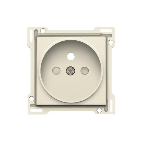 Set de finition pour prise de courant avec broche de terre et obturateurs de protection, profondeur d’encastrement de 21 mm, couleur cream vue 1
