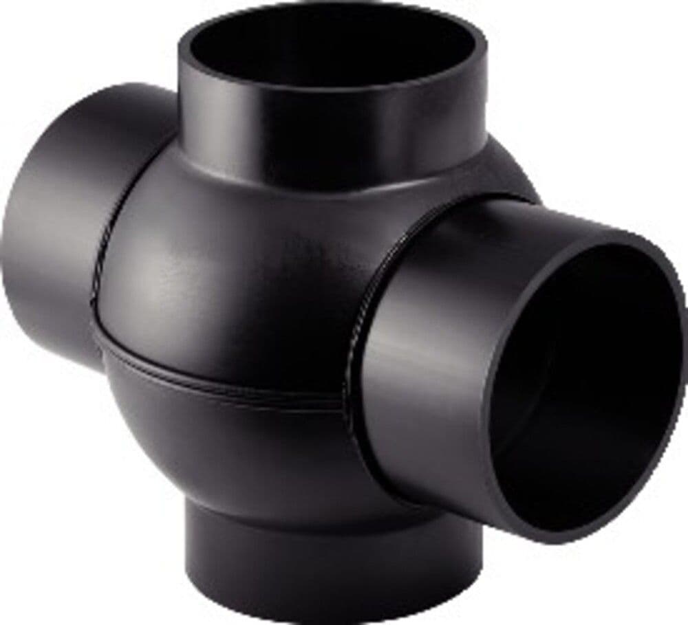Geberit décharge en PE embranchement boule 88,5° 2 embr. à 180° D90 x 90 vue 1