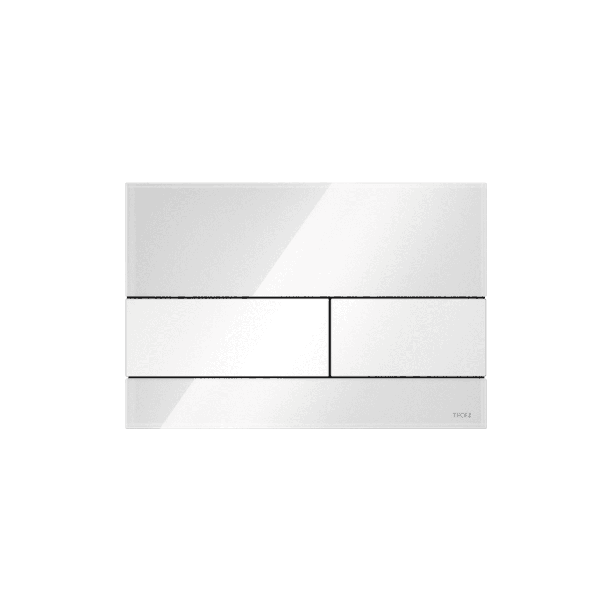 PLAQUE DE DECLENCHEMENT WC TECESQUARE, DOUBLE TOUCHES, VERRE BLANC, TOUCHES BLANCHES vue 1