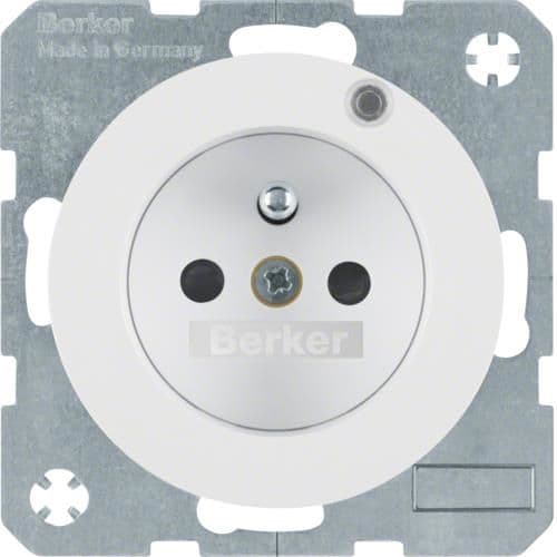 Prise de courant avec Led de contrôle Berker R.1 / R.3 Blanc polaire, brillant vue 1