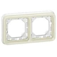 Plexo support plaque 2 postes horizontale à vis Blanc vue 1