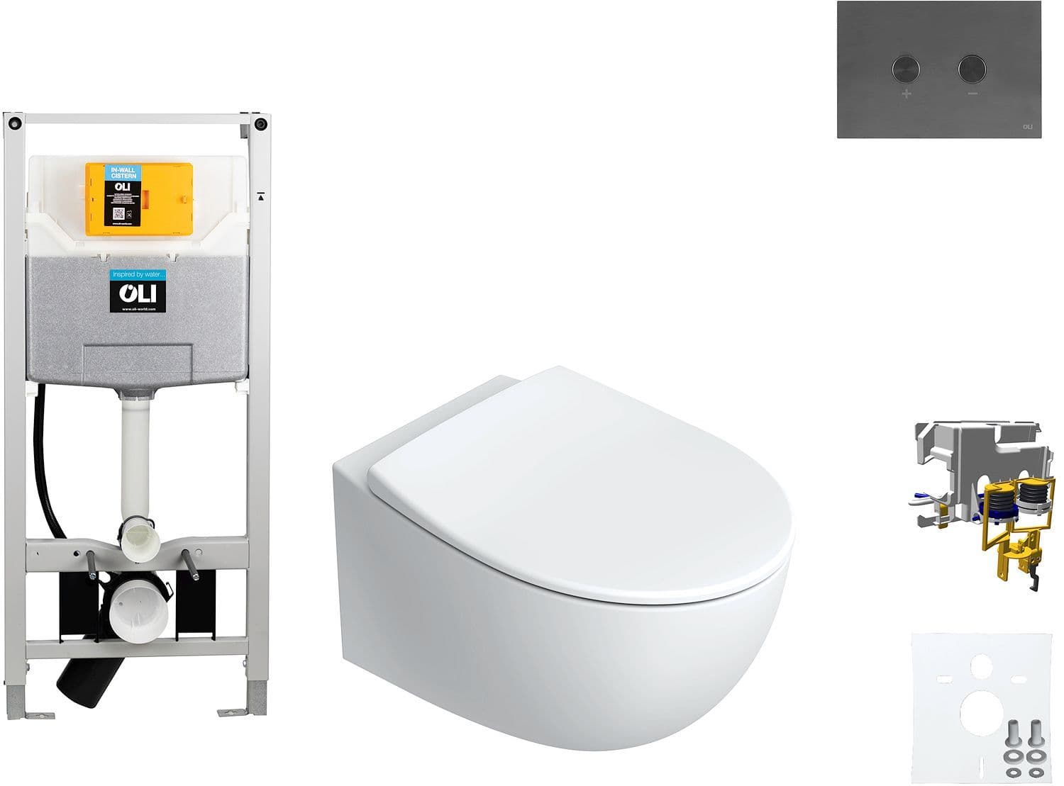 WALLFIX OLI WC SUSPENDU ITALY CATALANO BLINK GUN METAL vue 1