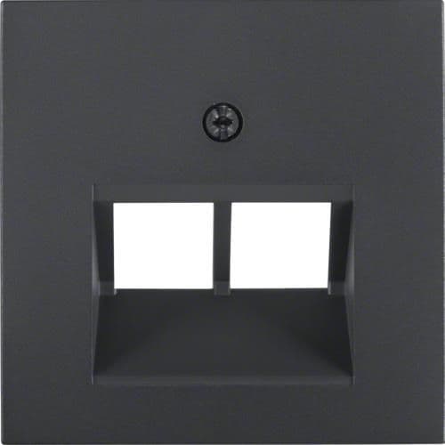 Enjoliveur pour prise informatique double Berker S.1 / B.3 / B.7 Anthracite, mat vue 1