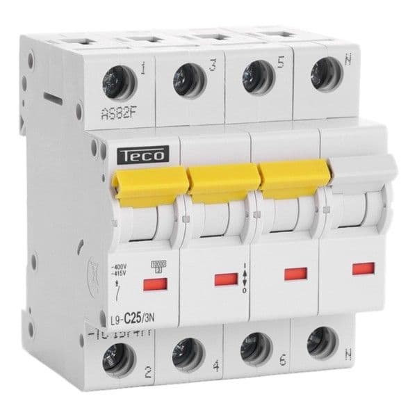 Disjoncteur 3 pôles + N 25A 10kA courbe C vue 1