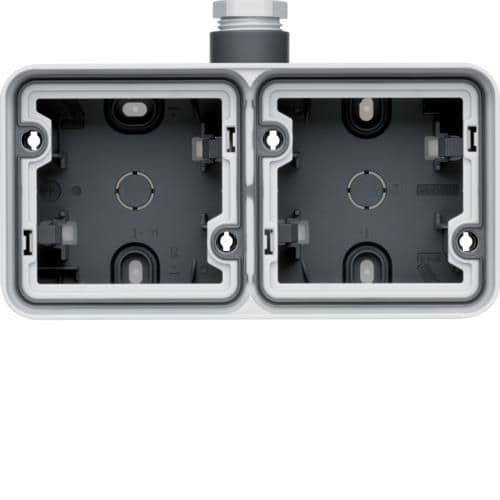 Boîte double horizontale Cubyko, Grise, 1 x entrée simple + Pe - M20 vue 1