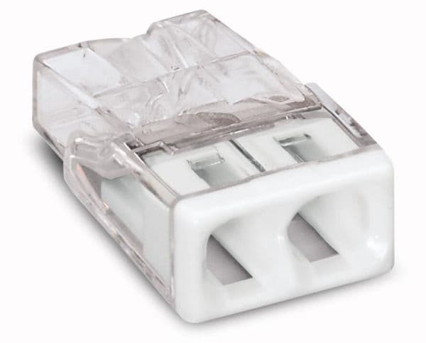 Borne pour boîtes de dérivation COM borne pour 2 conducteurs couleur du boîtier transparent, Blanc vue 1