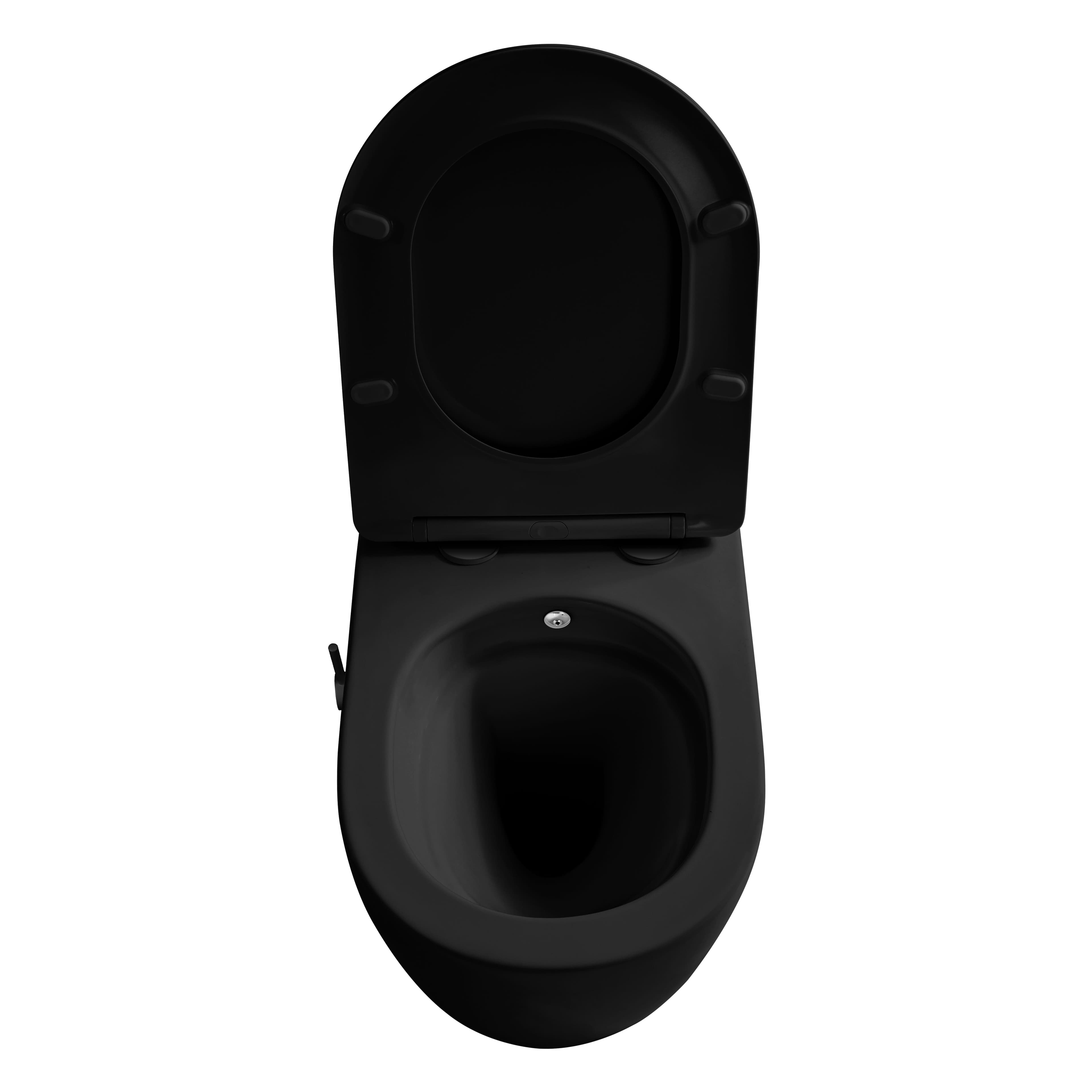 ALONI PRO WC SUSPENDU AVEC BIDET – TORNADO FLUSH – SANS BRIDE – AVEC ROBINET DE BIDET EAU CHAUDE ET FROIDE – AVEC ABATTANT – 52,5 CM – NOIR MAT vue 1