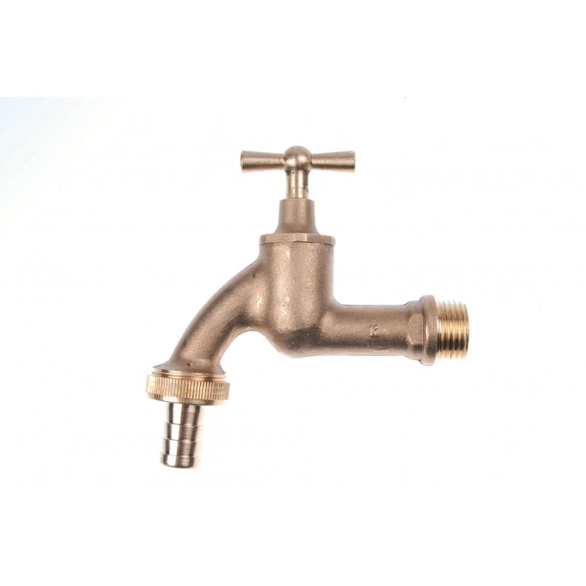 986180255 LT robinet de service Poignée à garrot, vierge matt, 1/2" M x 3/4" M x 1/2"T vue 1