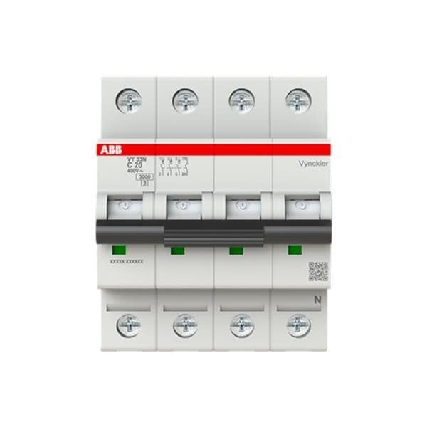 Disjoncteur VY30 3 pôles + N courbe C 20A 3kA vue 1