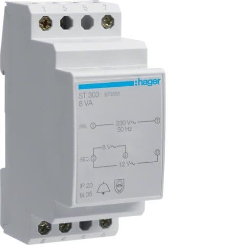 Transformateur de sonnerie - 220V / 8 - 12V - 8VA vue 1