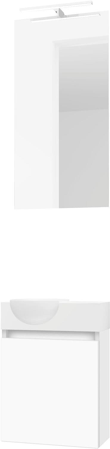 LAVE-MAINS FORM MINI QUO GAUCHE/ 1 PORT/MIROIR LUMIERE LED BLANC vue 1