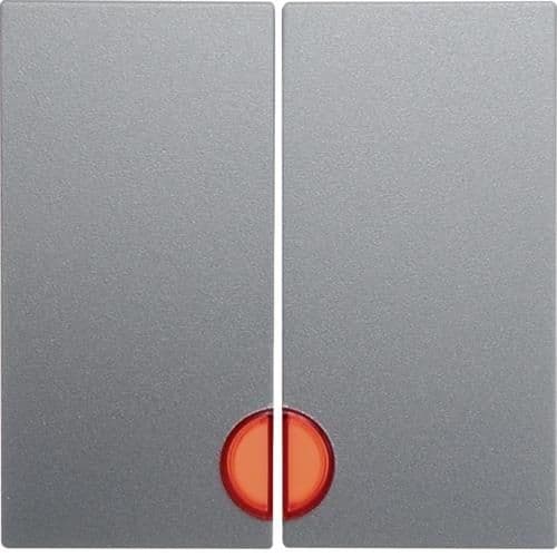 Touche avec voyant Rouge Berker S.1 / B.3 / B.7 Alu, mat vue 1