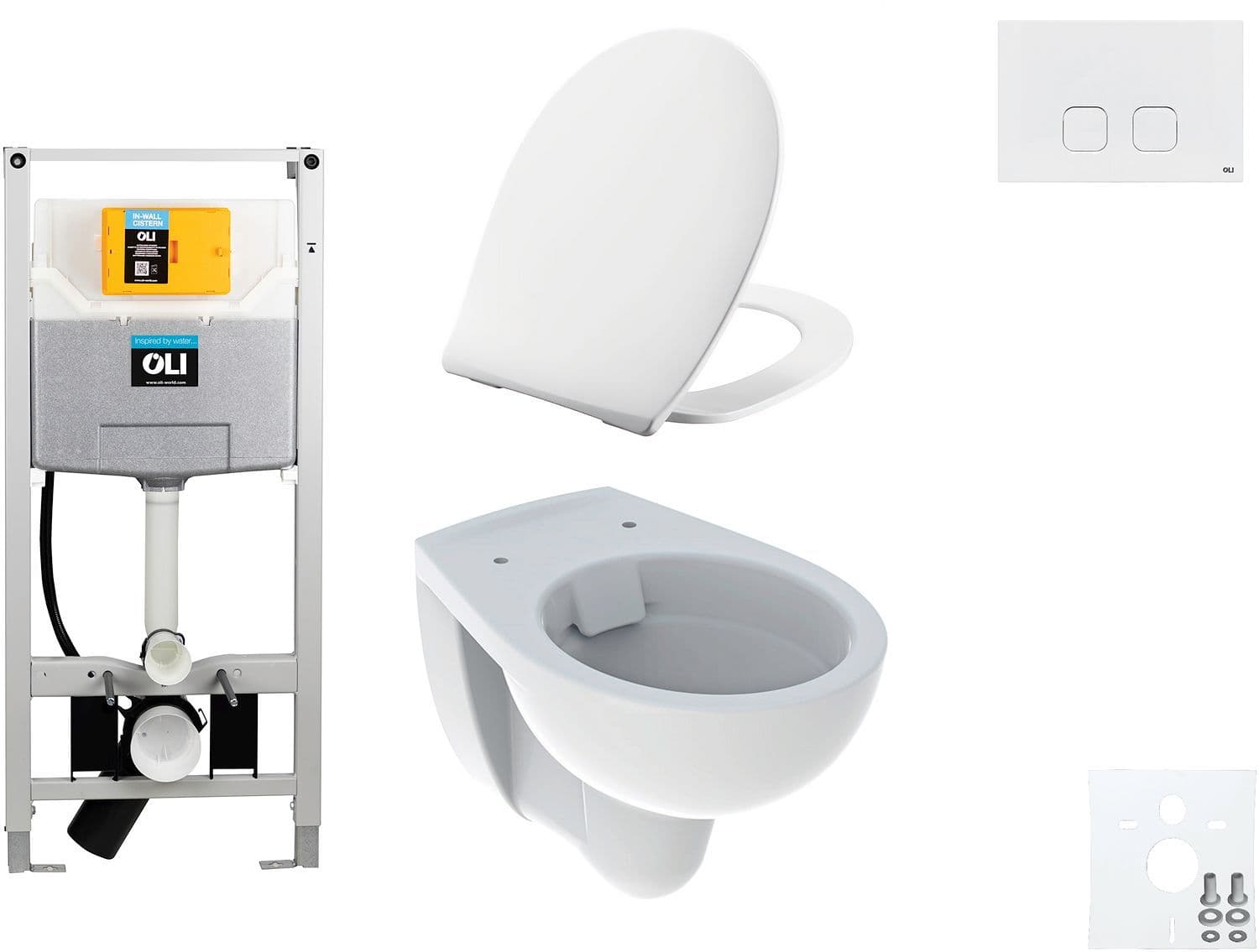 WALLFIX OLI WC SUSPENDU BASTIA RIMFREE PERSSALIT T SOFTCLOSE + LIFT-OFF + RIMLESS PLAIN BLANC vue 1