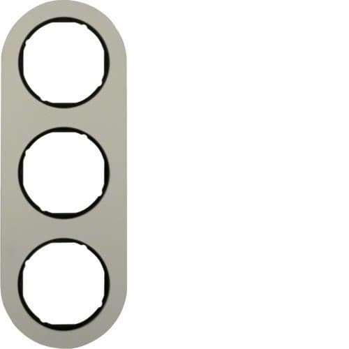Plaque de recouvrement 3 postes Berker serie R.Classic Alu / Noir vue 1