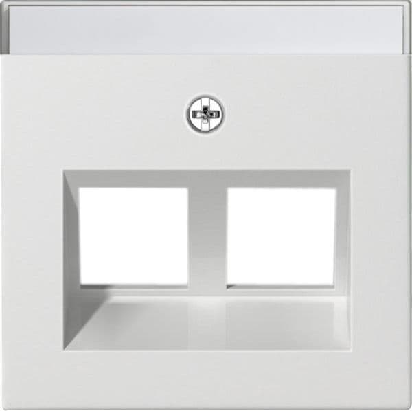 Cache avec sortie oblique 30° et zone d'inscription pour anneau de support jack modulaire 2 x Blanc vue 1