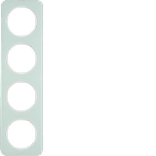 Plaque de recouvrement 4 postes Berker R.1 Verre, Blanc polaire vue 1