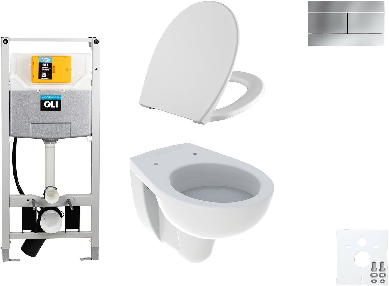 WALLFIX OLI WC SUSPENDU BASTIA D600 SOFTCLOSE + LIFT-OFF SLIM MAT CHROME vue 1
