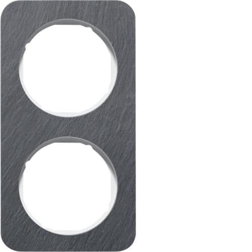 Plaque de recouvrement 2 postes R.1 Ardoise / Blanc polaire vue 1