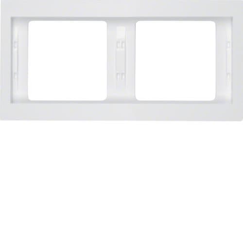 Plaque de recouvrement 2 postes pour montage horizontal Berker K.1 Blanc polaire, brillant vue 1