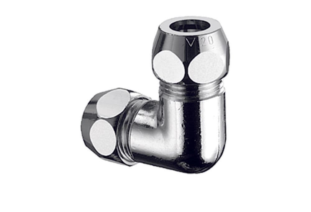 Schell raccord d'alimentation double coudé D 10 x D 10 laiton chromé vue 1