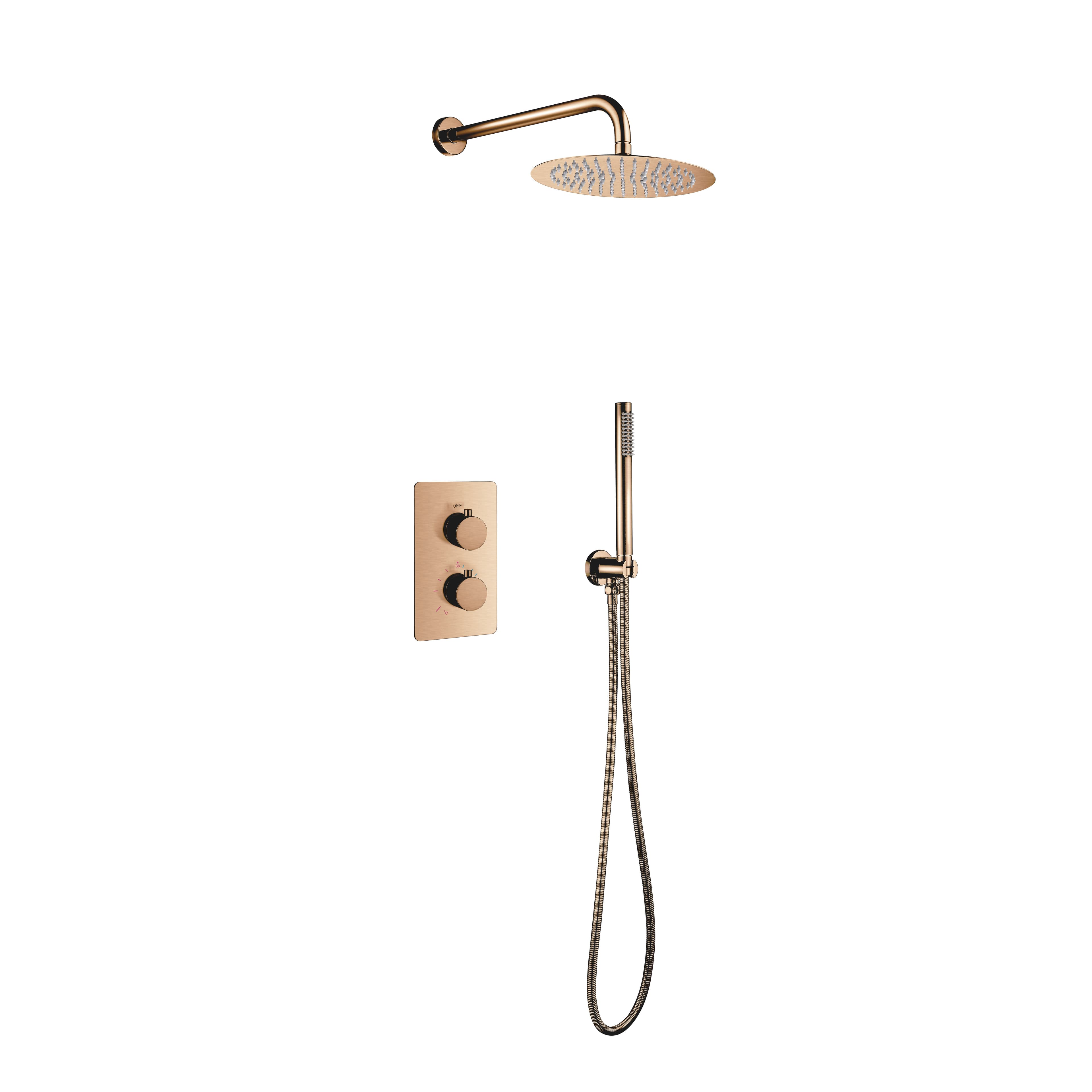 ALONI SET DE DOUCHE THERMOSTATIQUE ENCASTRÉ AVEC DOUCHE DE PLUIE (Ø25CM) - CUIVRE BROSSÉ vue 1