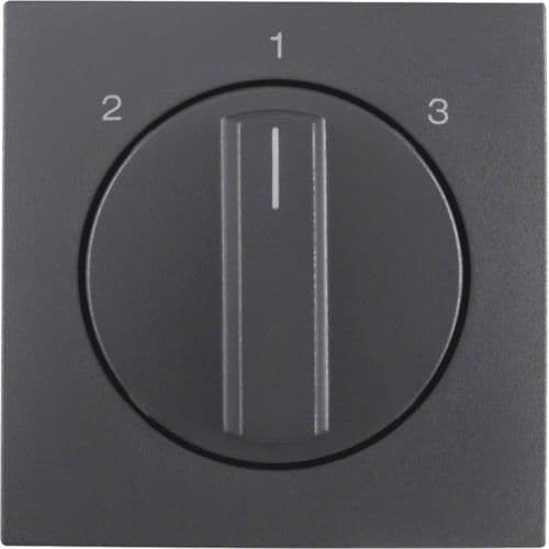 Enjoliveur avec bouton rotatif pour interrupteur 3 paliers sans position 0 S.1 / B.3 / B.7 Anthrac vue 1