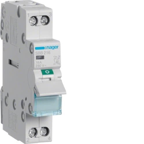 Interrupteur modulaire 2 pôles 16A à voyant vue 1