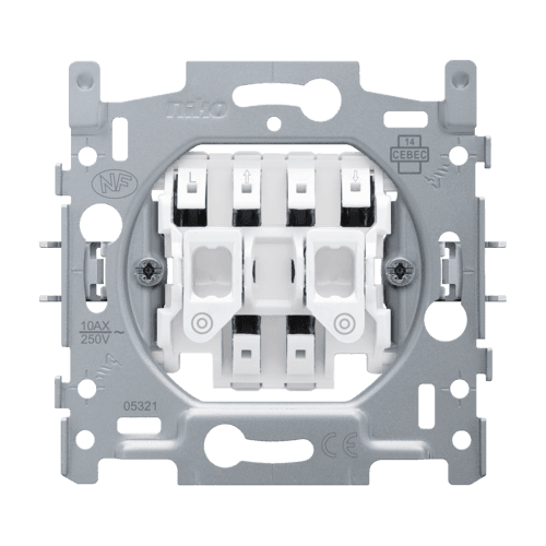 Socle pour bouton-poussoir pour volets, verrouillage électrique, 10 A, bornes à connexion rapide vue 1