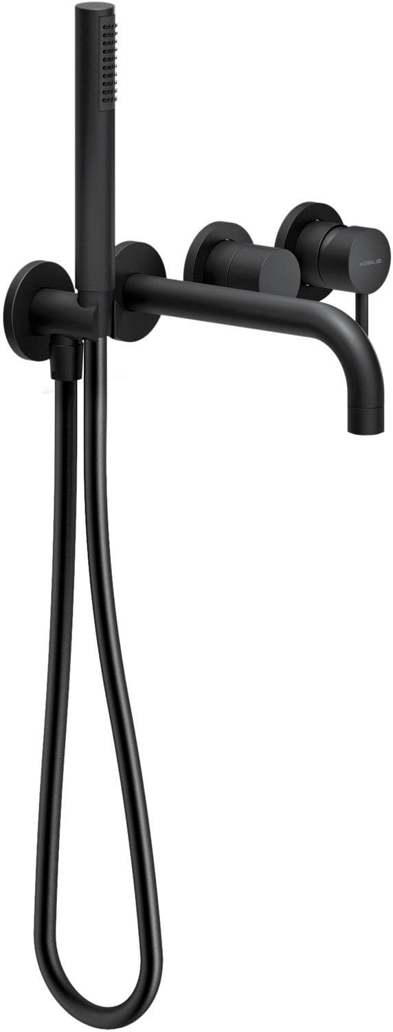 SET DE FINITION MITIGEUR BAIN 4 TROUS MURAL LIVE NOBILI NOIR MAT vue 1