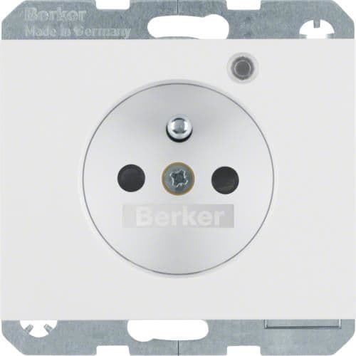 Prise de courant avec Led de contrôle Berker K.1 Blanc polaire, brillant vue 1