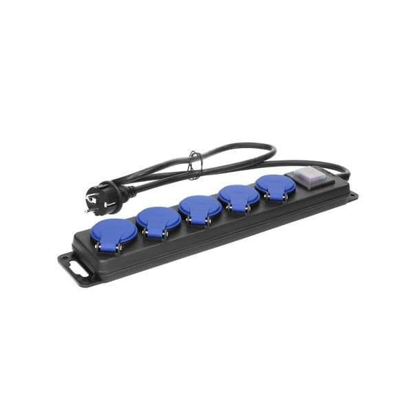 Bloc multiprises résistant aux éclaboussures, 5m de câble caoutchouc IP44, H05RR-F 3 x 1.5mm², équip vue 1