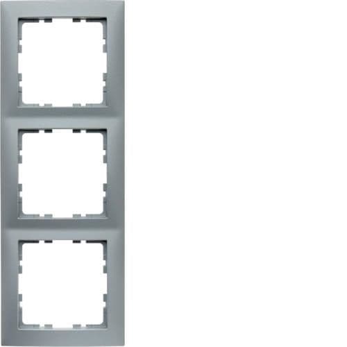 Plaque de recouvrement 3 postes Berker S.1 Alu, mat vue 1