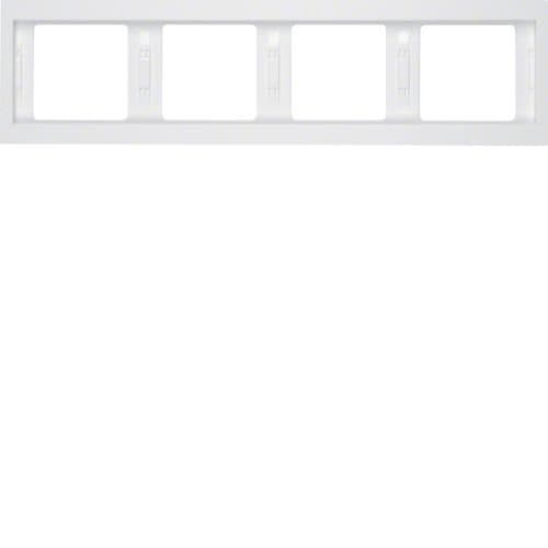 Plaque de recouvrement 4 postes pour montage horizontal Berker K.1 Blanc polaire, brillant vue 1