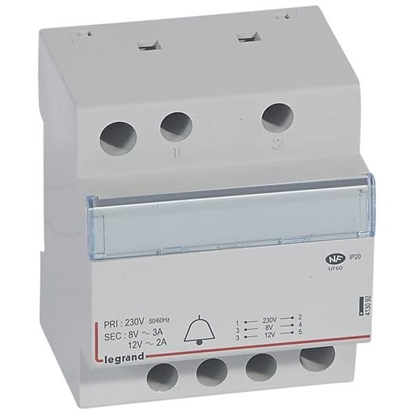 Transfo son. 12 / 8V - 24VA 2 / 3A - 4 modules vue 1
