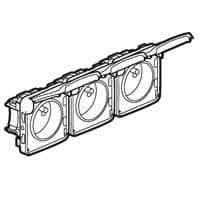 Plexo prise 3 x 2 pôles + T horizontale auto 10 / 16A 250V composable Blanc vue 1