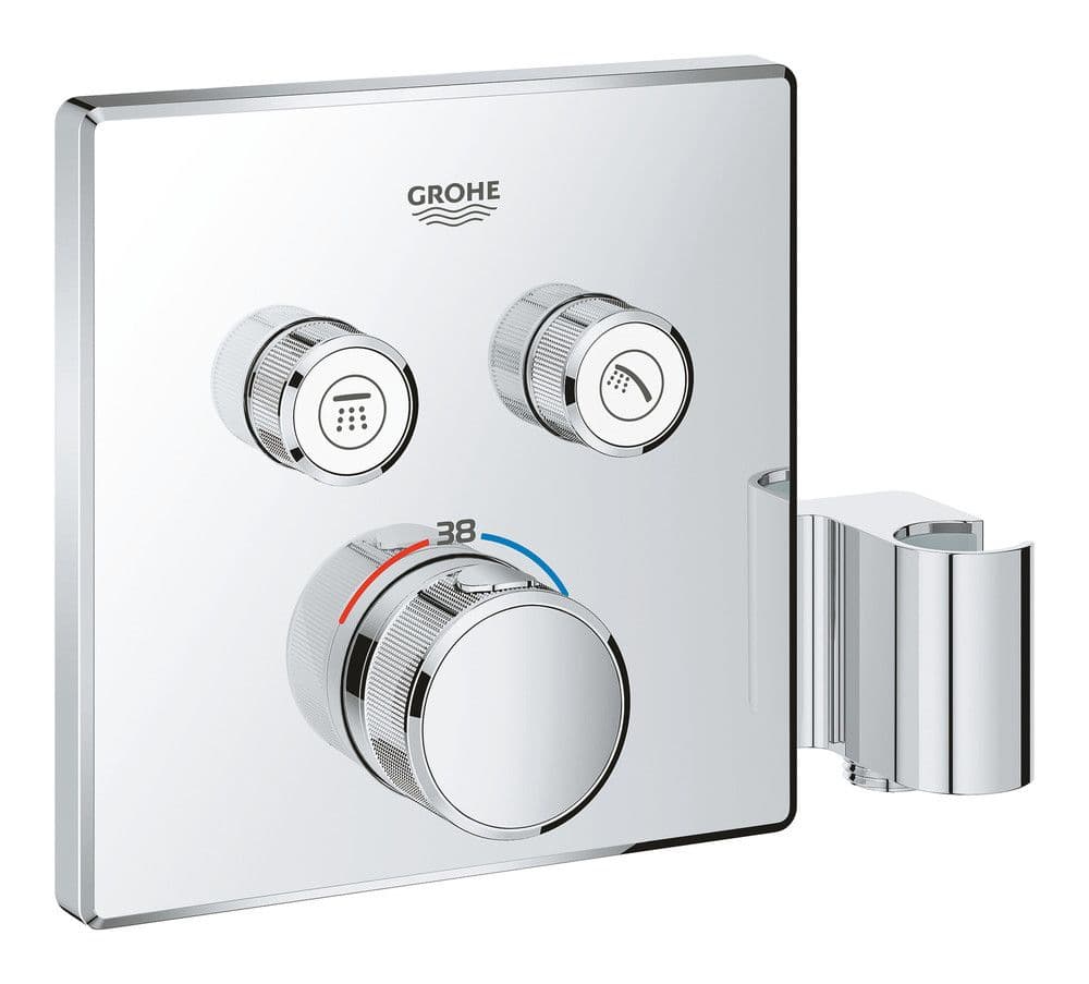 Grohe Grohtherm SmartControl thermostat encastré 2 sorties support douche carré vue 1