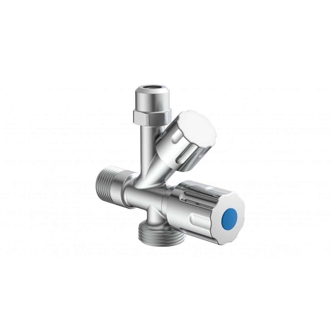 98480090 Vanne d'angle pour appareil, 1/2" M x 3/4" M x 3/8" M x 10 mmQ vue 1