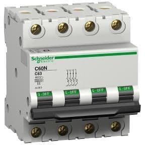 C60 - disjoncteur modulaire - C60N - 4 pôles 50A courbe C vue 1