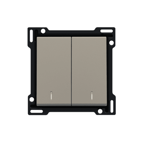 Set de finition avec double voyant pour interrupteur double allumage, interrupteur va-et-vient + bouton-poussoir N.O., interrupteur va-et-vient double ou bouton-poussoir double N.O. ou N.F., couleur bronze coated vue 1