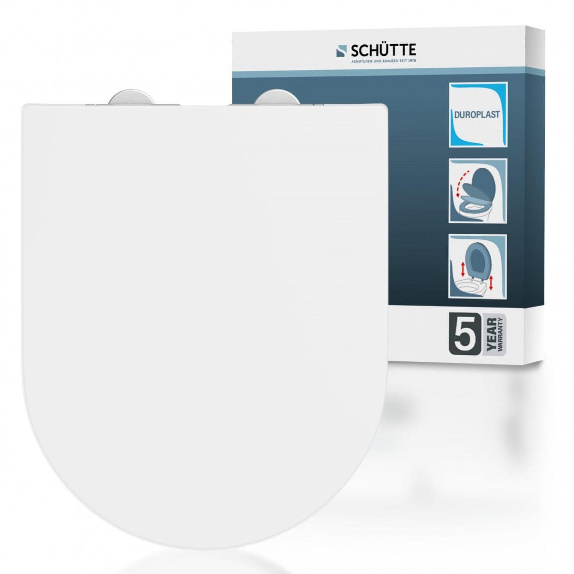 82610 Duroplast Toilet seat D-shape WHITE, PREMIUM, with soft close vue 1
