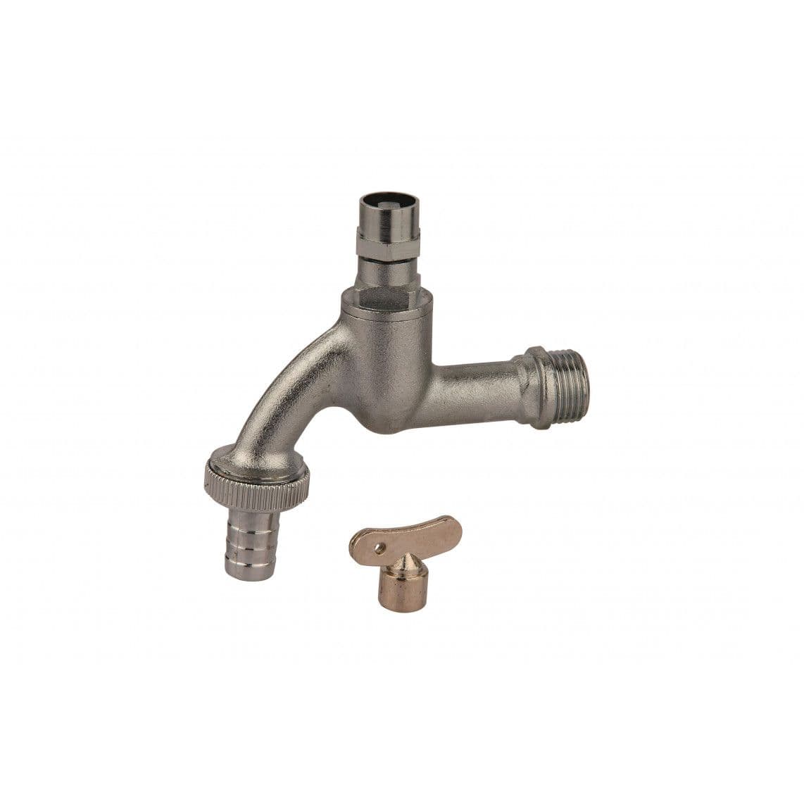 986182148 LT robinet de service Clé à douille, chromé mat, 1/2" M x 3/4" M x 1/2"T vue 1