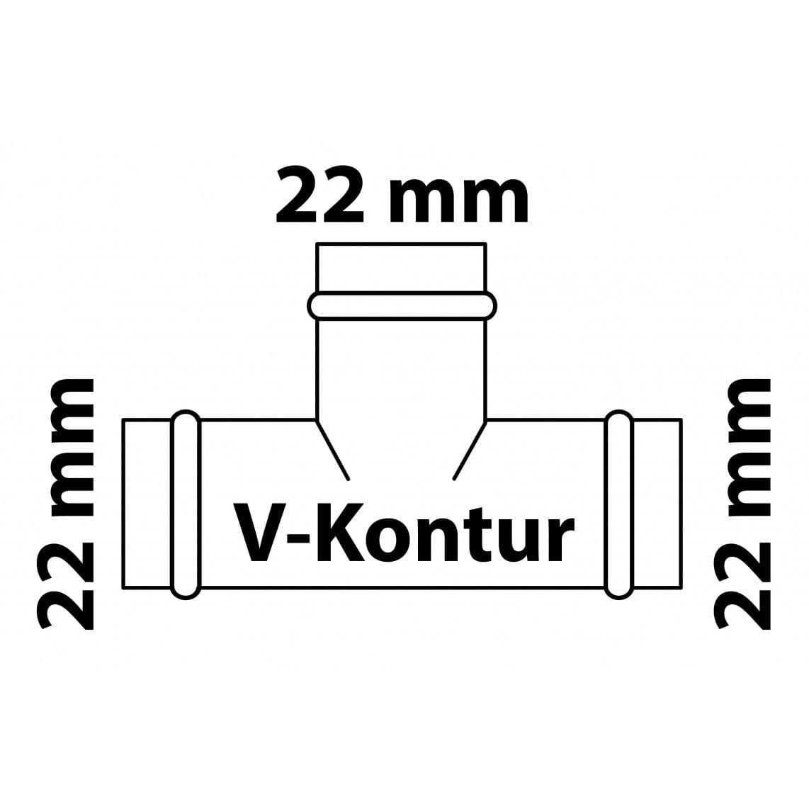 988617454 CU pièce en T, vierge, 22 mm, 3 manchons, (P5130), vue 1