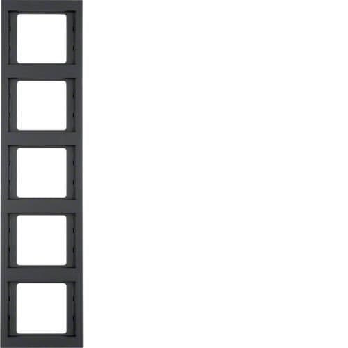 Plaque de recouvrement 5 postes pour montage vertical Berker K.1 Anthracite, mat vue 1