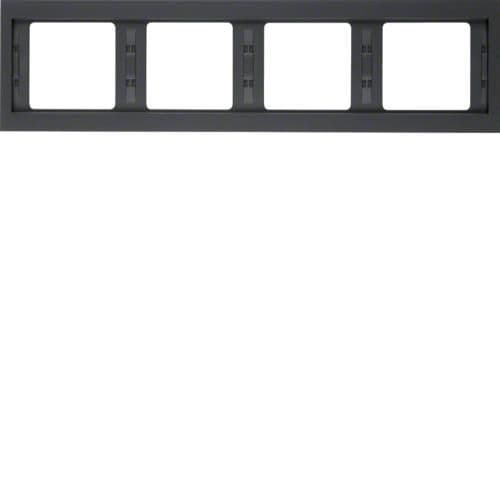 Plaque de recouvrement 4 postes pour montage horizontal Berker K.1 Anthracite, mat vue 1