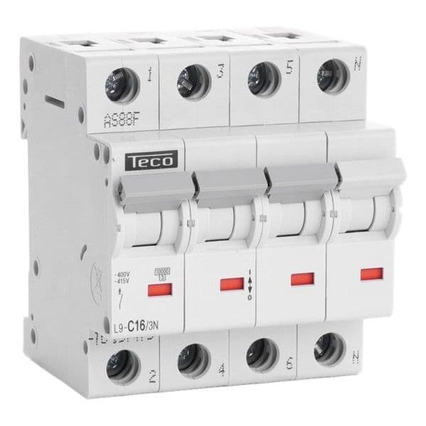 Disjoncteur 3 pôles + N 16A 10kA courbe C vue 1