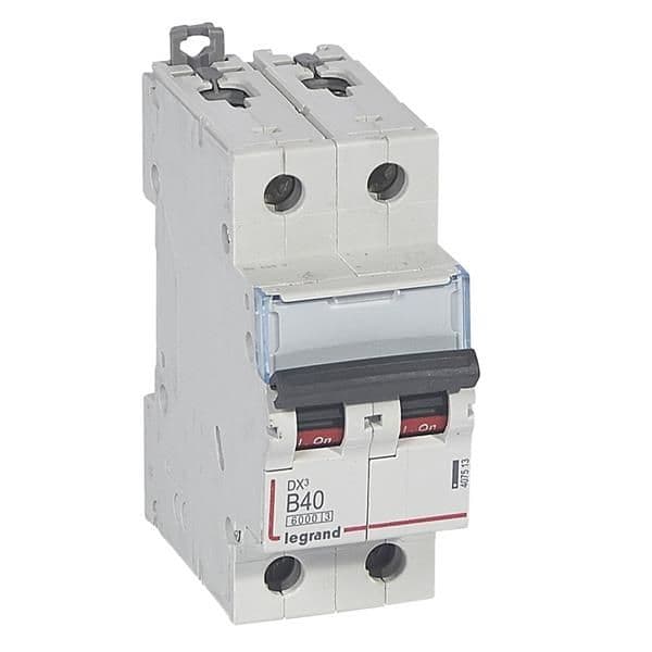 Disjoncteur DX³ 6000A / 10kA 2 pôles courbe B 40A 230 / 400V - 2 modules vue 1