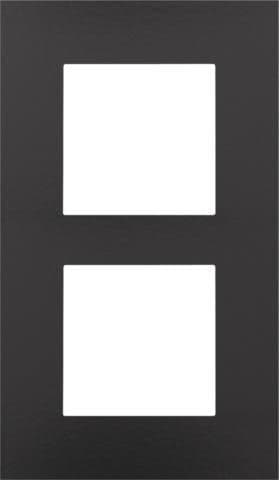 Plaque double verticale entraxe 60mm Bakelite Black vue 1